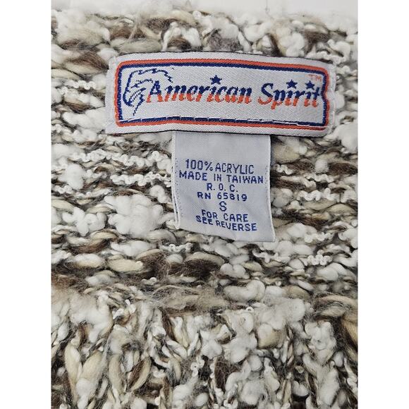 Vintage 80s Chunky Knit Puff 3/4 Sleeve Sweater Crewneck Pullover Small Retro - Picture 8 of 9